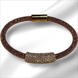 Rose Gold Plated 925 Sterling Silver Italian Bracelet CZ stones magnetic closure